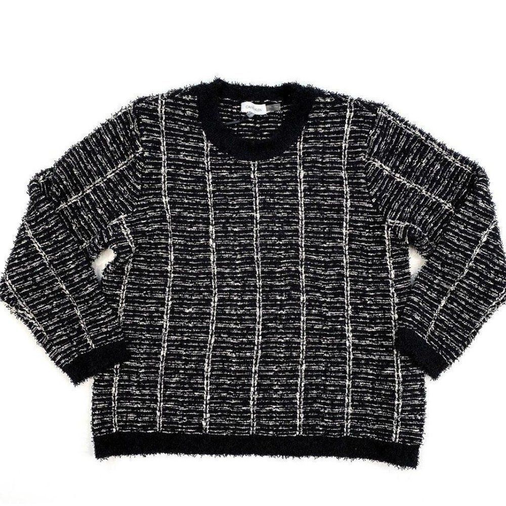 Calvin Klein Sweater Top Black White XL Textured